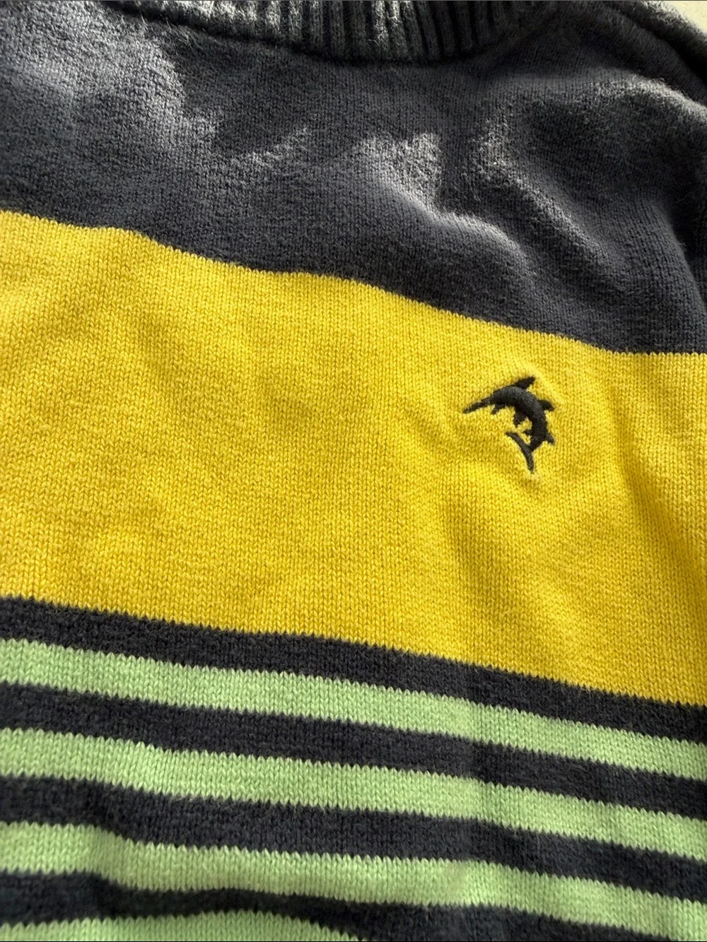 Carter's Navy, Yellow & Light Green Striped Crewneck Sweater 4T
